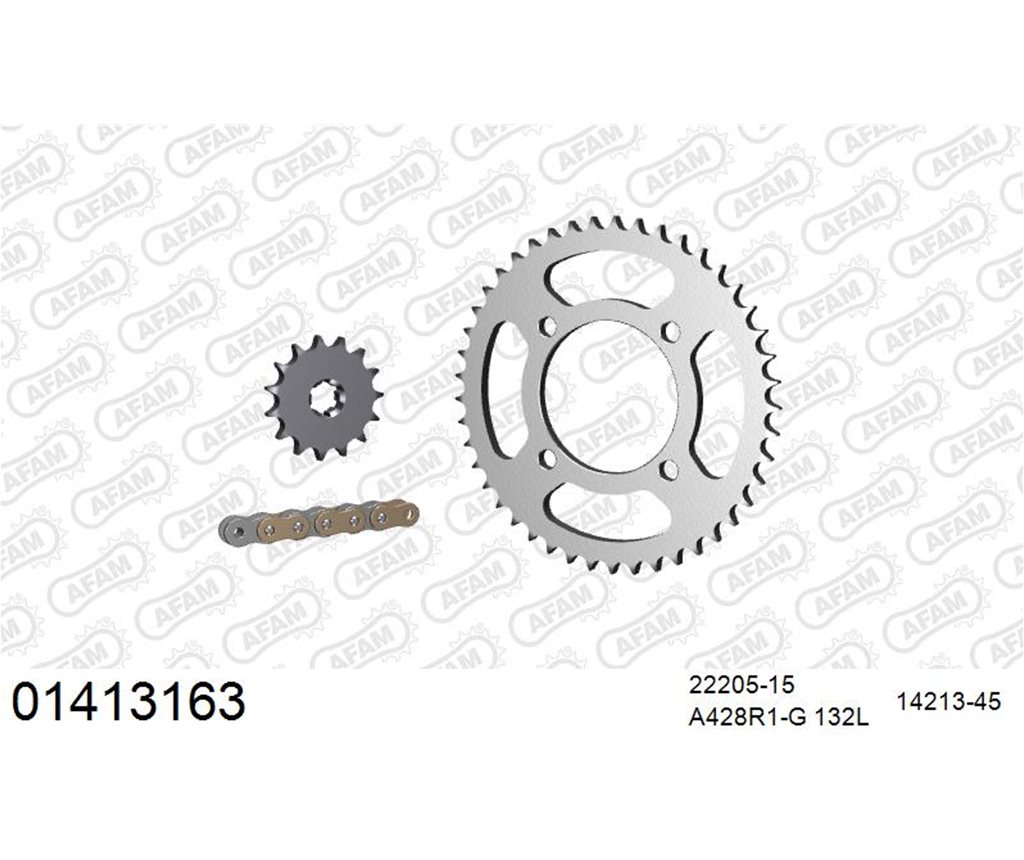 01413163 | AFAM Premium Chain & Steel Sprocket Kit, 428 (OE pitch 