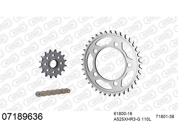 07189636 AFAM Premium Chain & Steel Sprocket Kit, 525 (OE pitch